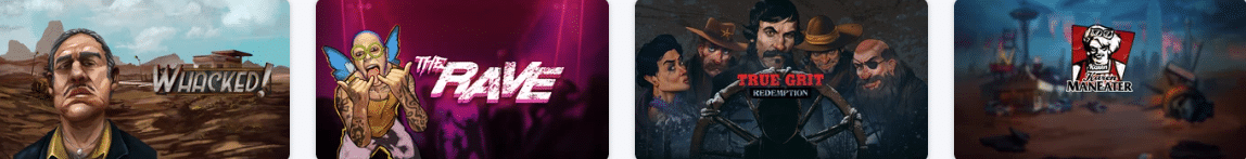 Fire spilleautomater: Whacked!, The Rave, True Grit Redemption og Maneater