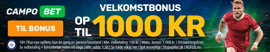 CampoBet-kampagnebanner med velkomstbonus op til 1000 kr.