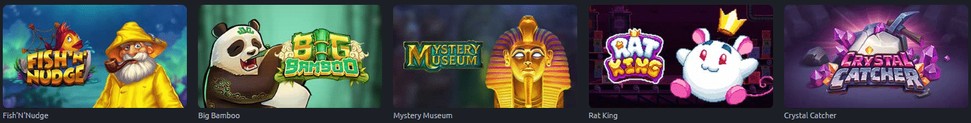 Spilleautomater hos Betano: Fish'N'Nudge, Big Bamboo, Mystery Museum, Rat King og Crystal Catcher