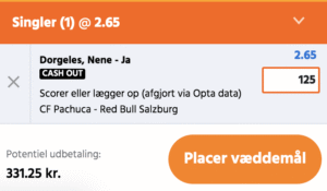Kuponscreenshot: Nene Dorgeles scorer eller lægger op i Pachuca-Red Bull Salzburg til odds 2,65